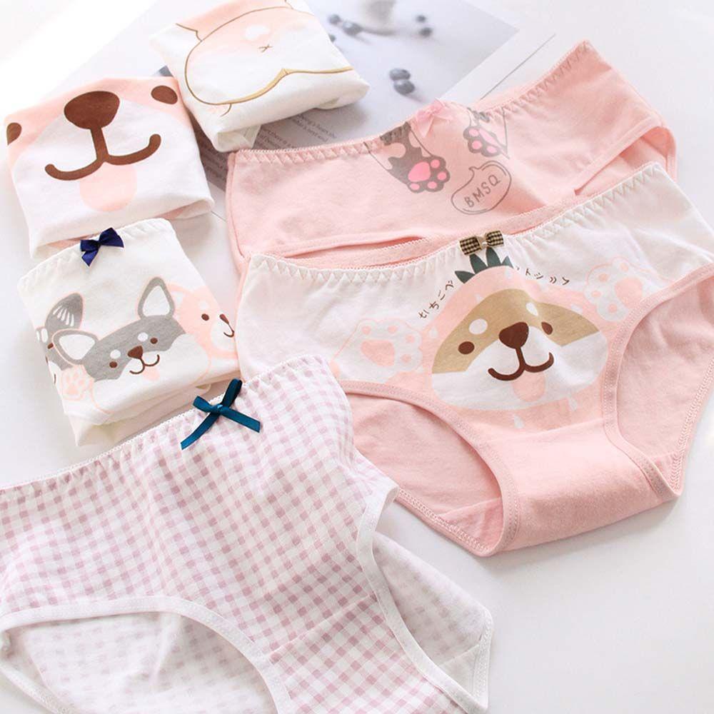 OCEANMAP Quần Lót Lưng Vừa In Họa Tiết Hoạt Hình Cún Corgi Vui Nhộn Thoải Mái