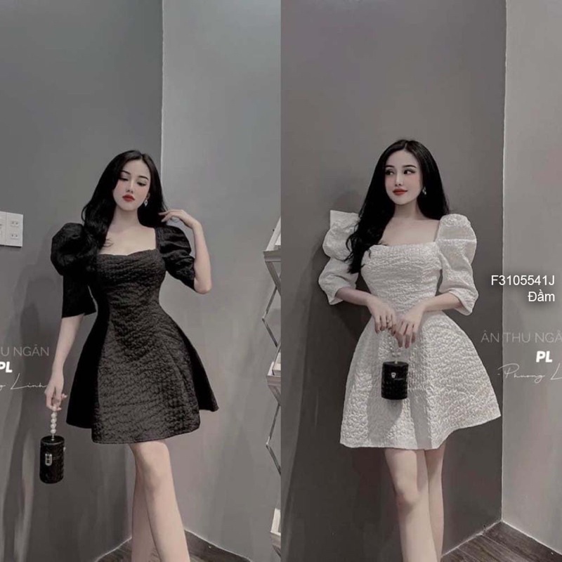 Đầm xòe xốp tay bồng lửng hàng chuẩn