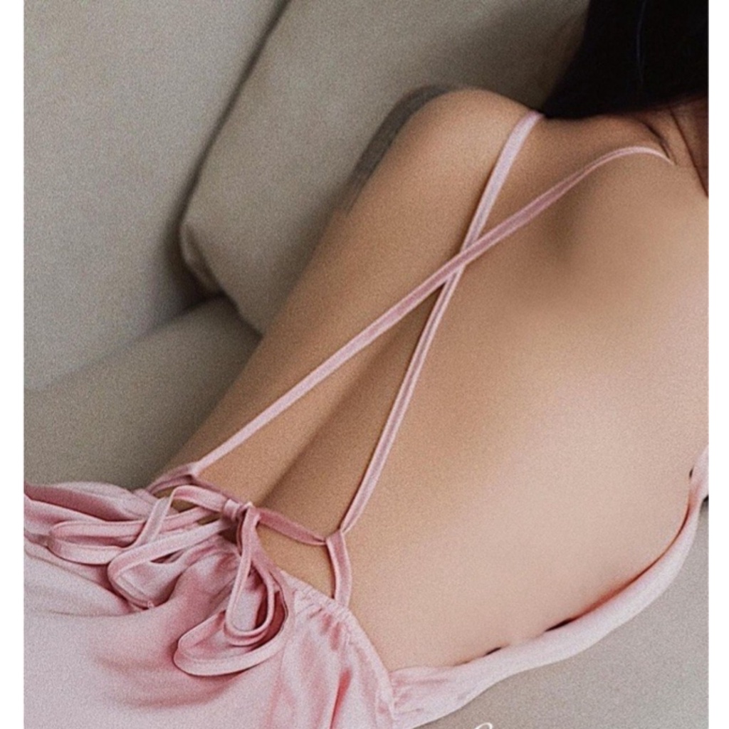 Váy ngủ nữ, váy 2 dây cổ đổ hở lưng chất lụa satin, có kèm quần ngắn bên trong, phom váy đẹp, gợi cảm cho phái nữ | BigBuy360 - bigbuy360.vn
