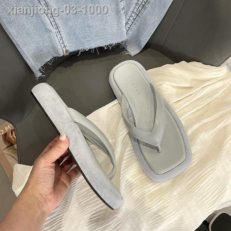 ☁✘Ulzzang Middle Heel Comfortable Clip Flat Slipper Sandals