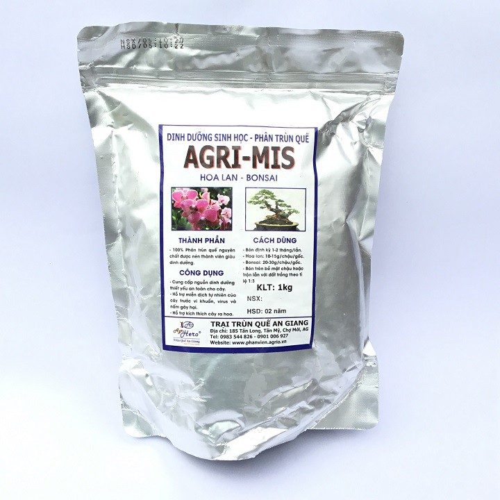 Phân trùn quế dạng viên nở Agrimis gói 1kg chuyên dùng cho hoa lan, cây cảnh