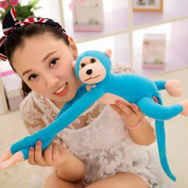 Khỉ nhồi bông tay dài xinh xắn trang trí không gian đa dụng