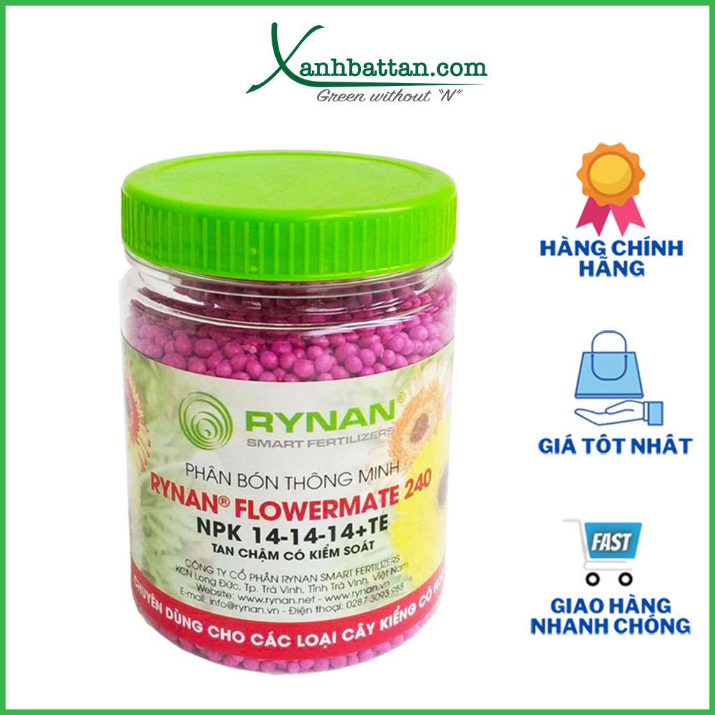 Phân tan chậm thông minh RYNAN 240 dưỡng cây, dưỡng hoa lâu tàn dùng cho hoa kiểng