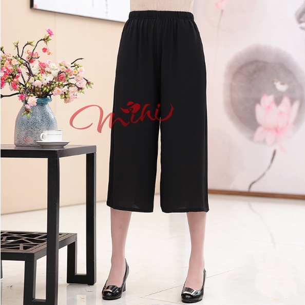 Quần nữ trung niên cho mẹ Q76 - Quần lửng cho người lớn tuổi trung tuổi thời trang cao cấp Legging, ống suông Bigsize