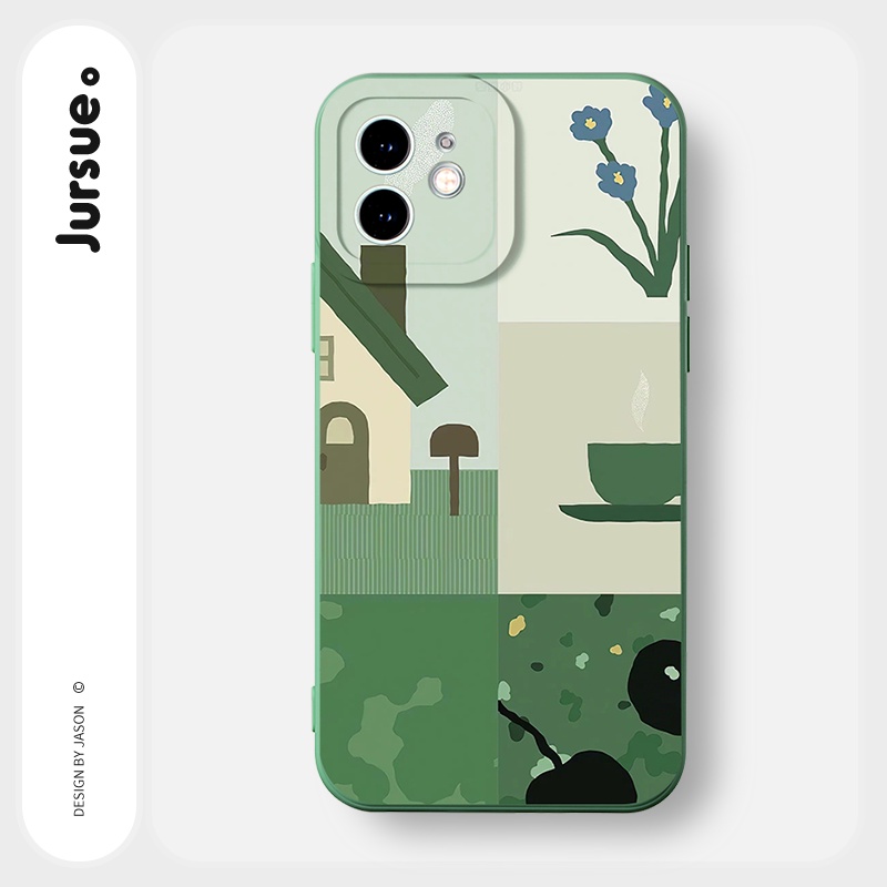 Ốp lưng JURSUE mềm viền vuông hình dễ thương đẹp Cho iPhone 14 13 12 11 Pro Max SE 2020 X XR XS 8 7 ip 6S 6 Plus Y2174