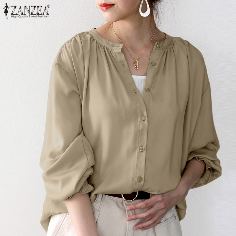 Zanzea Áo Sơ Mi Tay Dài Dáng Rộng Thời Trang Cho Nữ