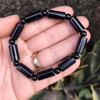VÒNG TAY ĐÁ MÀU ĐEN KIỂU ĐỐT TRÚC