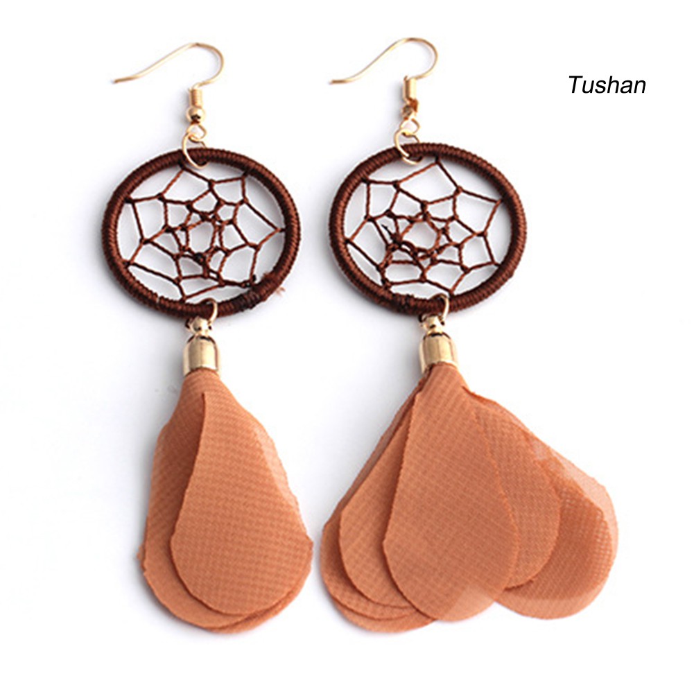 Đôi Bông Tai Dáng Dài Hình Dreamcatcher Độc Đáo Thời Trang Cho Nữ