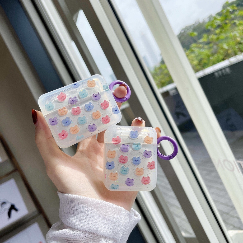 Vỏ Bảo Vệ Hộp Sạc Tai Nghe AirPods3 AirPods3 Họa Tiết Hoạt Hình Gấu / Vịt Màu Dạ Quang Dễ Thương 2021 Ốp