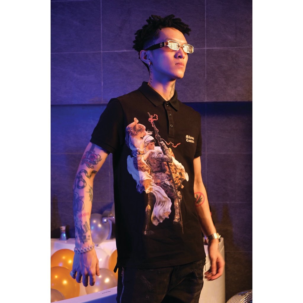 Áo Polo Mikenco BLIND FOR LOVE vải cao cấp tay lỡ nam nữ phong cách trẻ trung, mặc form cực đẹp