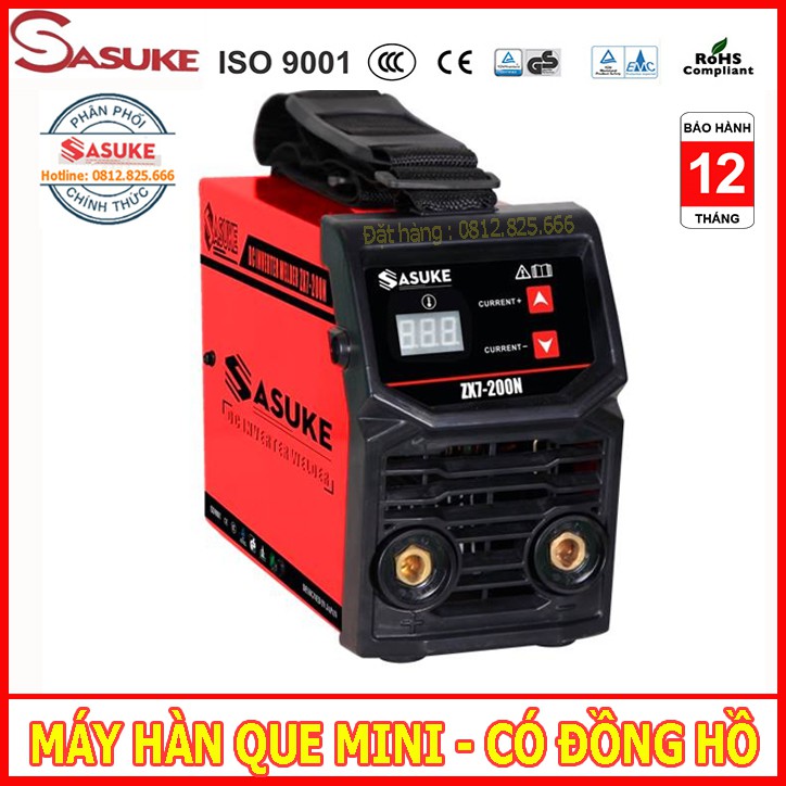 Máy hàn điện tử mini inverter Sasuke mã ZX7-200N ( Đầy đủ phụ kiện, dây hàn, dây mass, mặt nạ, găng tay da, que hàn)