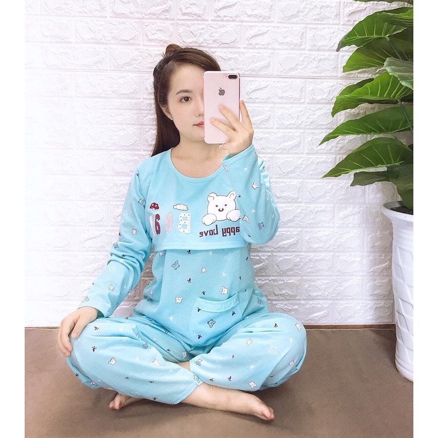 Bộ bầu - bộ sau sinh - cho con bú - chất liệu cotton