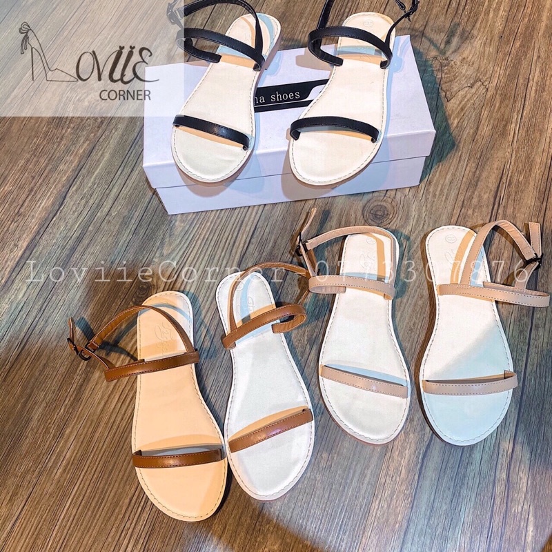 SANDAL NỮ ĐẾ BỆT LOVIIECORNER - GIÀY SANDAL NỮ ĐI HỌC CHẤT DA MỀM QUAI NGANG S210702