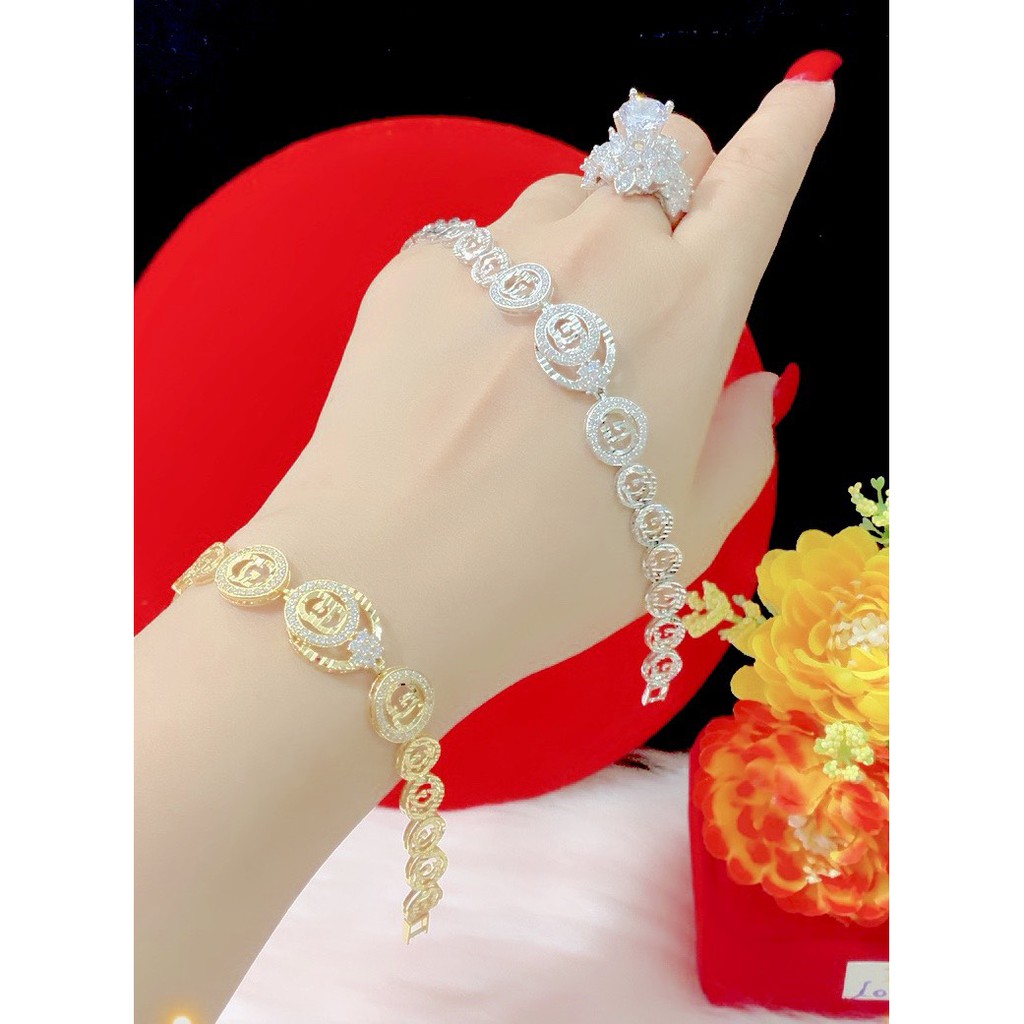 lắc tay nữ mạ 18k cao cấp bền màu E401