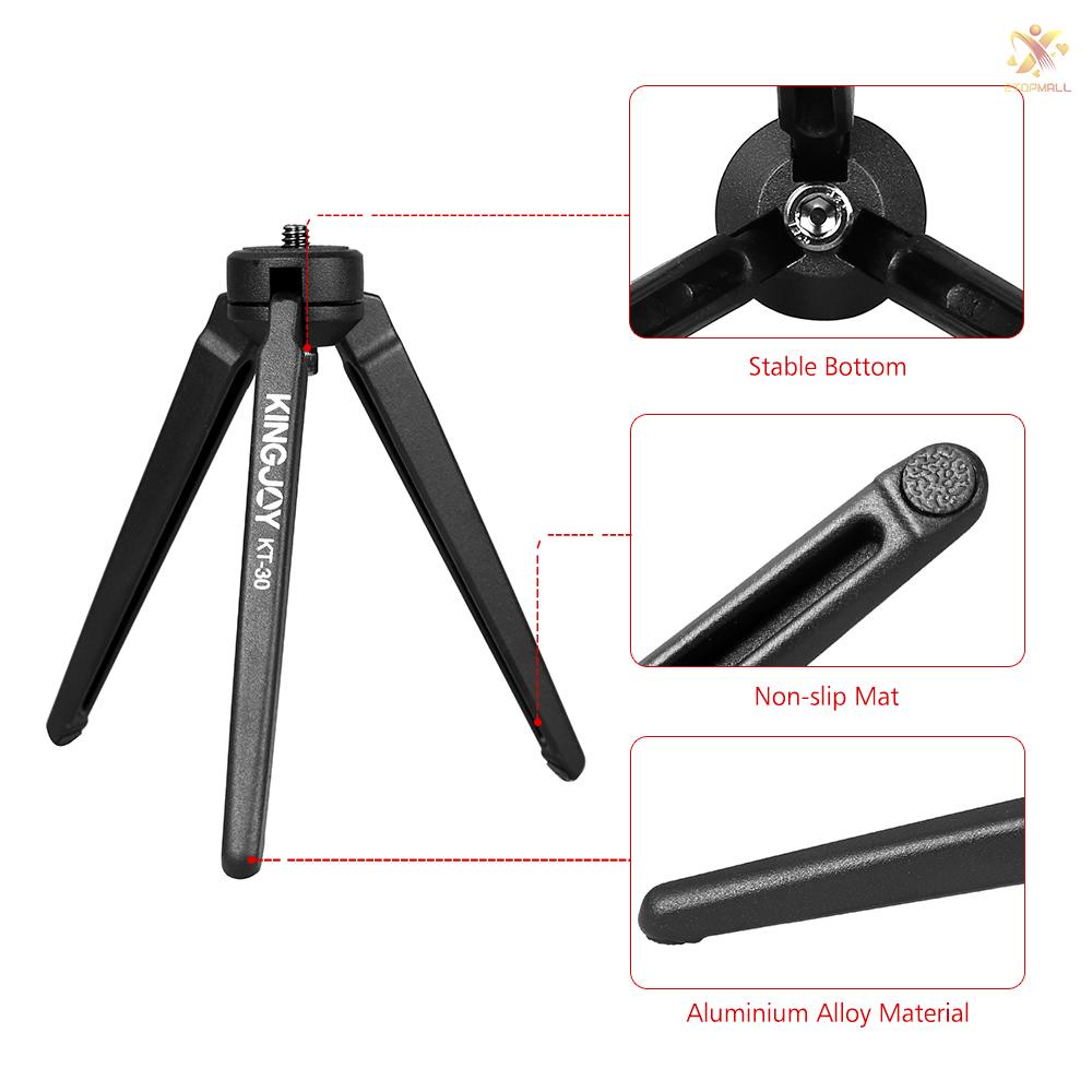 ET KINGJOY Portable Mini Tripod Stabilizer Stable Aluminium Alloy Desktop Tabletop Three-leg Stand Holder Support Base   with 1/4 Inch Screw for  Cameras DSLR Camcorder for Stabilizers of ZHIYUN FEIYU HOHEM DJI MOZA Max. Load Capacity 3kg/6.6Lbs