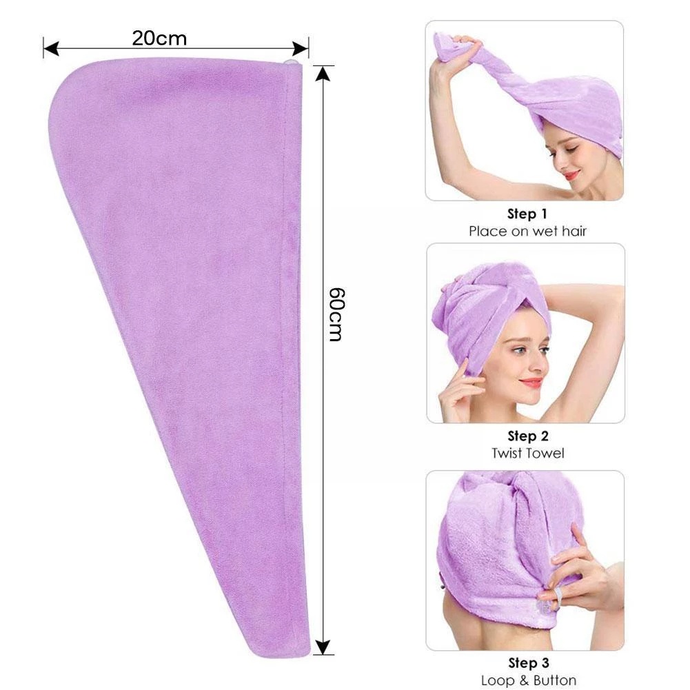 Mũ Tắm Trùm Đầu Sấy Khô Tóc Bằng Lông Cừu San Hô Mềm Mại Đính Nút Nút Hình Gấu