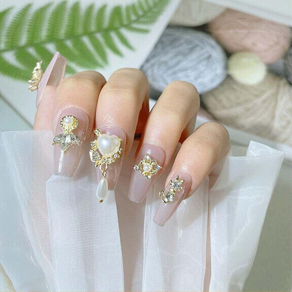 Phụ Kiện Dây Xích Đính Nơ Lấp Lánh Kiểu Nhật Bản Trang Trí Móng Nghệ Thuật