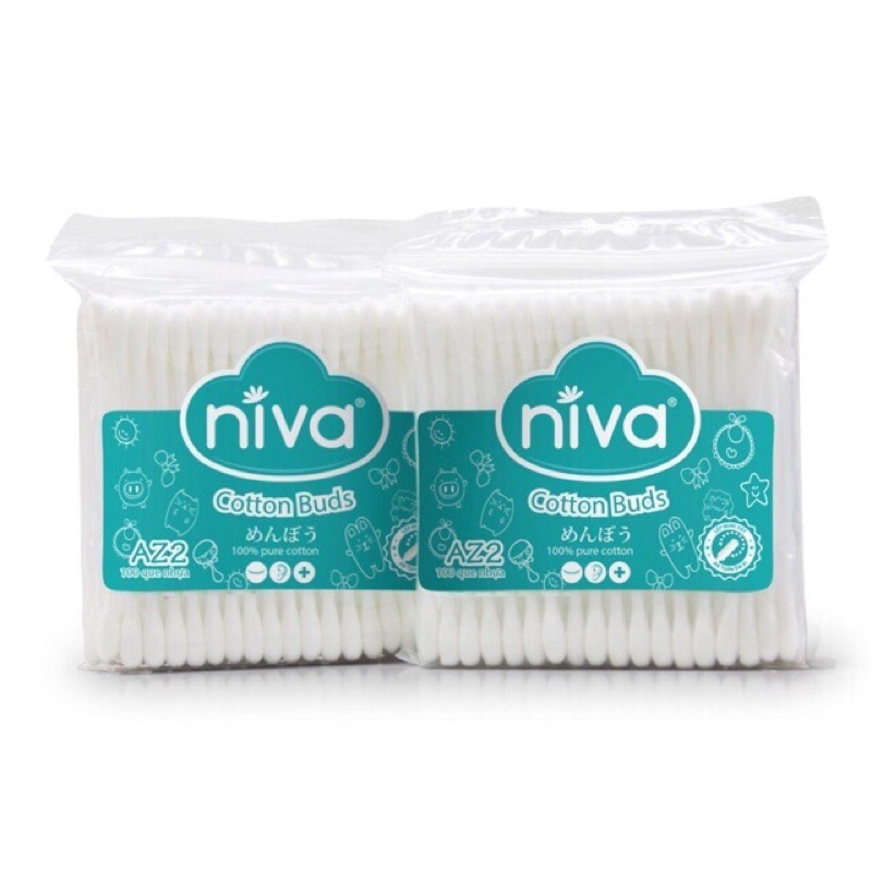 Bông ngoáy tai Niva Cotton Buds dành cho người lớn ( gói 100 que)