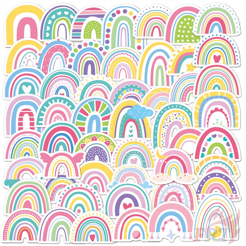 ❉ Hình Dán Mini Cầu Vồng ❉ Bộ 50 Miếng Dán Chống Thấm Nước Thời Trang