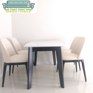 Bộ bàn ăn 4 ghế+ bàn đá ceramic ( Freeship HCM Dĩ An BH )