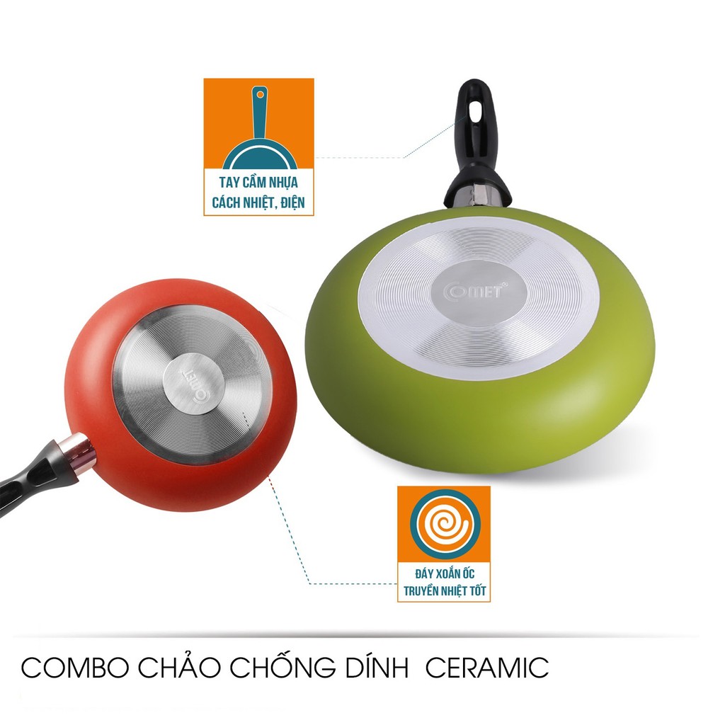 Combo chảo chống dính Ceramic COMET - CH10 - 22&28