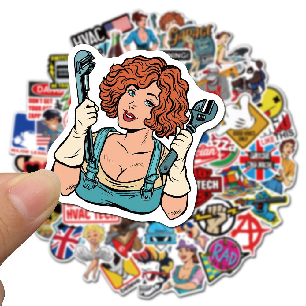 Bộ 50 Miếng Dán Vinyl Chống Thấm Nước Họa Tiết Graffiti Hoạt Hình Dễ Thương