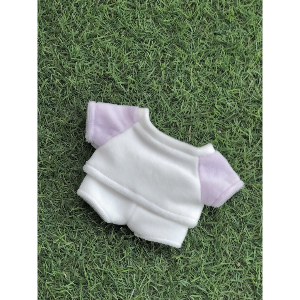 Bộ đồ phối tay tím pastel cho doll 15cm 20cm