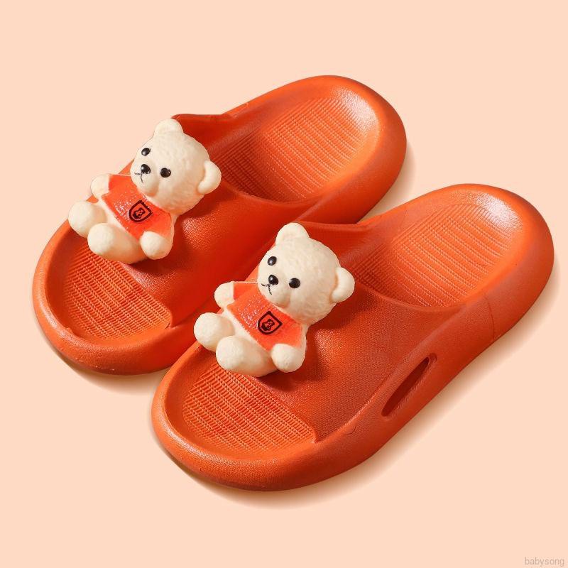 Dép Sandal Đế Cao Su Mềm Hình Gấu Hoạt Hình Ba Chiều Cho Bé
