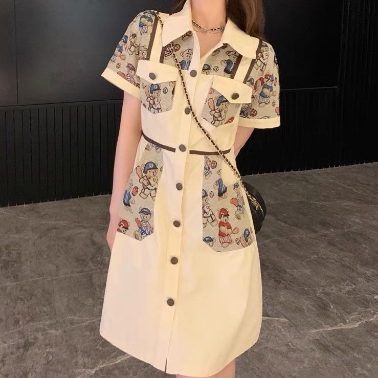 MUEL Original ~ Small Fragrant Style Dress Women's 2022 Summer New Foreign Style Age Reduction Leisure Polo Collar Dress