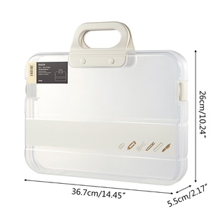 Portable File Box Plastic Transparent Pencil for Case A4 Folder with Lock Statio