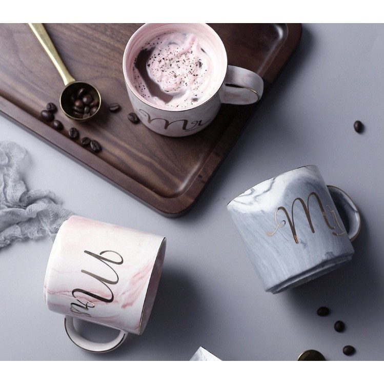 Ly Cốc sứ vân đá marble- cốc sứ đôi