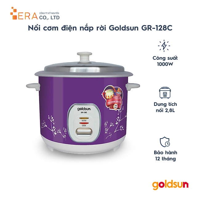 [Mã ELHADEV giảm 4% đơn 300K] Nồi cơm điện nắp rời Goldsun GR-128C