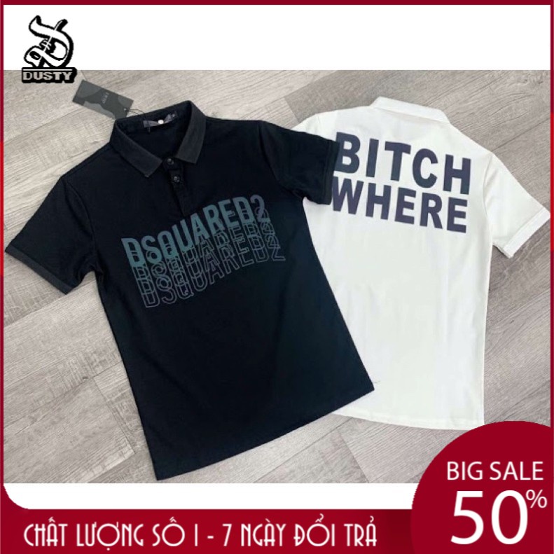 ÁO THUN POLO CỔ BẺ TAY NGẮN IN PHẢN QUANG DSQUARED CHẤT COTTON CAO CẤP | BigBuy360 - bigbuy360.vn