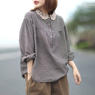 Áo sơ mi Linen kẻ form rộng