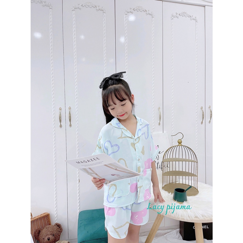 SIZE ĐẠI 18-38KG: Bộ pijama lụa mango đại hè đai cho bé gái - BPLDH