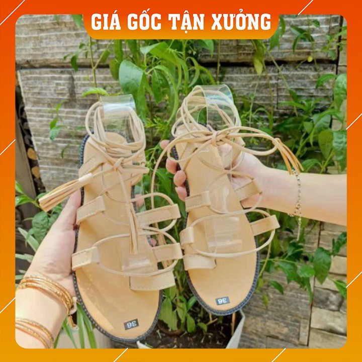 Dép Sandal Boho Cột Dây Chiến Binh Tua Rua [CÓ SẴN]