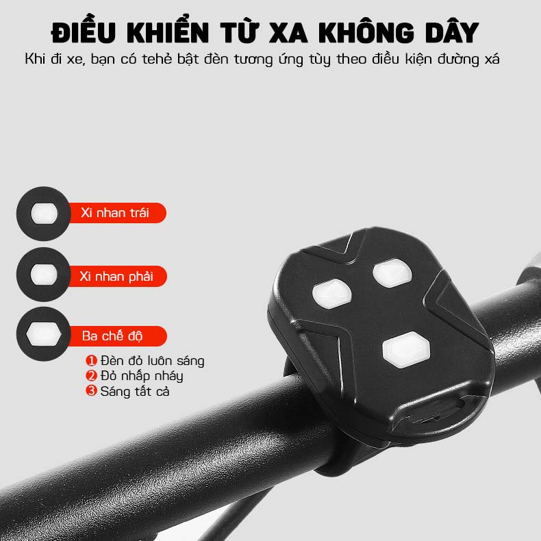 Đèn Xi Nhan Xe Đạp Điều Khiển Từ Xa Có Còi 120db WEST BIKING DOKEY99