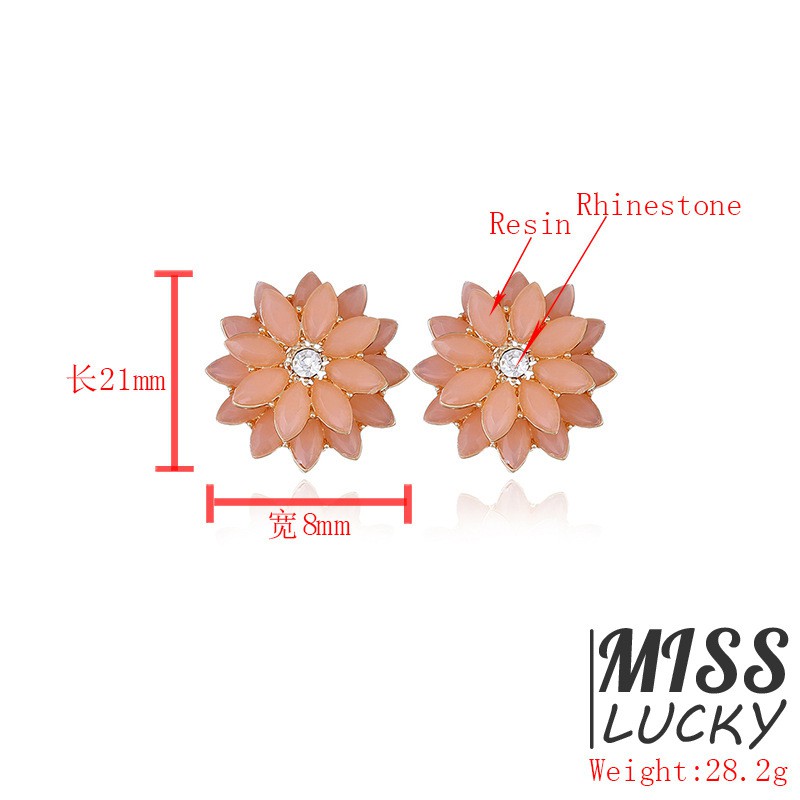 Bông tai đinh tán hình hoa cúc Bohemia sang trọng chất lượng cao