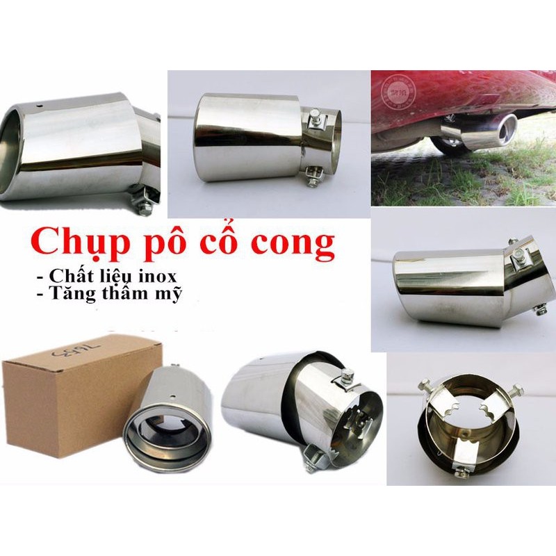 Chụp cổ pô ô tô dạng cong trang trí xe, bằng thép không gỉ