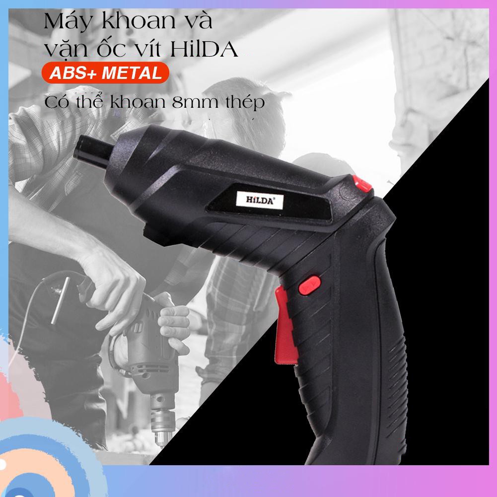 Bộ máy khoan và tháo ốc vít HiLDA không dây với 47 phụ kiện - chất liệu ABS + kim loại - K1151