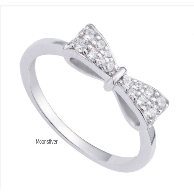 Nhẫn bạc nữ moonsilver hình chiếc nơ đính đá