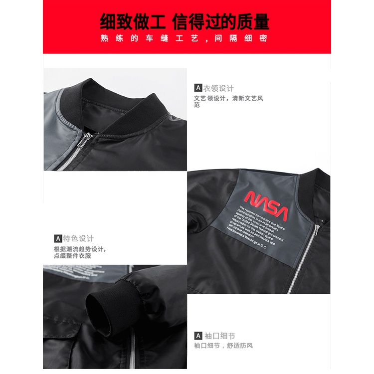 Áo Khoác Bomber In Hình Phi Hành Gia Nasa Co-Branded ma1 Cá Tính Cho Nam Và Nữ Áo Khoác Phong Cách Châu Âu 1 Trong 1 Chất Lượng Cao