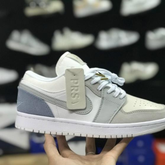 shopgiaykiencuong kháchGiày Thể Thao 𝐉𝐨𝐫𝐝𝐚𝐧 Xám Xanh Paris Cổ Thấp, Giày Sneaker JD Low Xám Gót Xanh Nam