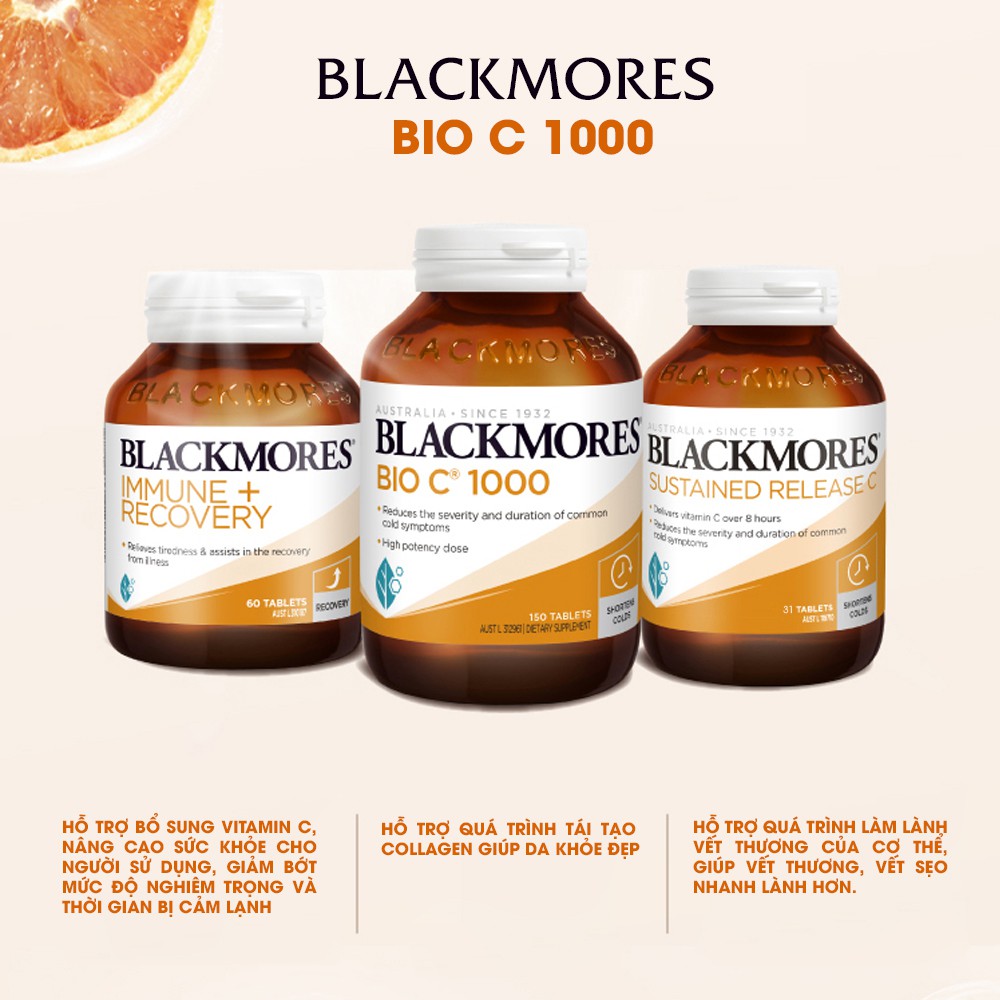 Blackmores bio vitamin c 1000mg 62 viên - 150 viên bổ sung vitamin C tăng sức đề kháng blackmore của Úc