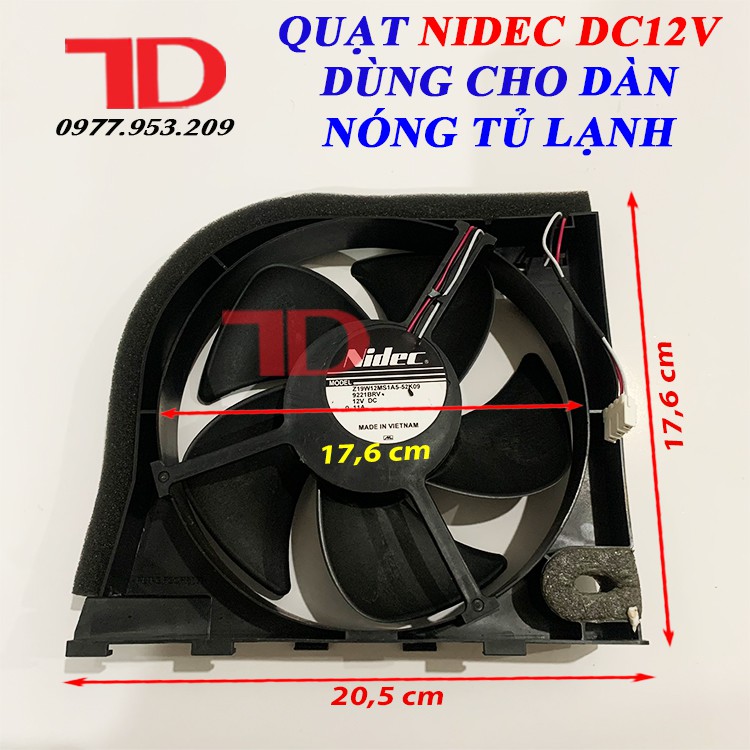 QUẠT NIDEC DC12VOL 3 DÂY 5 CÁNH DÙNG CHO DÀN NÓNG TỦ LẠNH