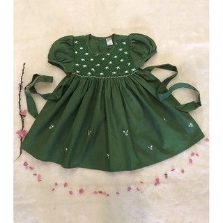 Váy Smock Linen Xanh Lá Đậm