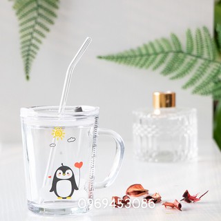 Cốc pha sữa thủy tinh chia vạch 400ml ( tặng kèm ống hút )