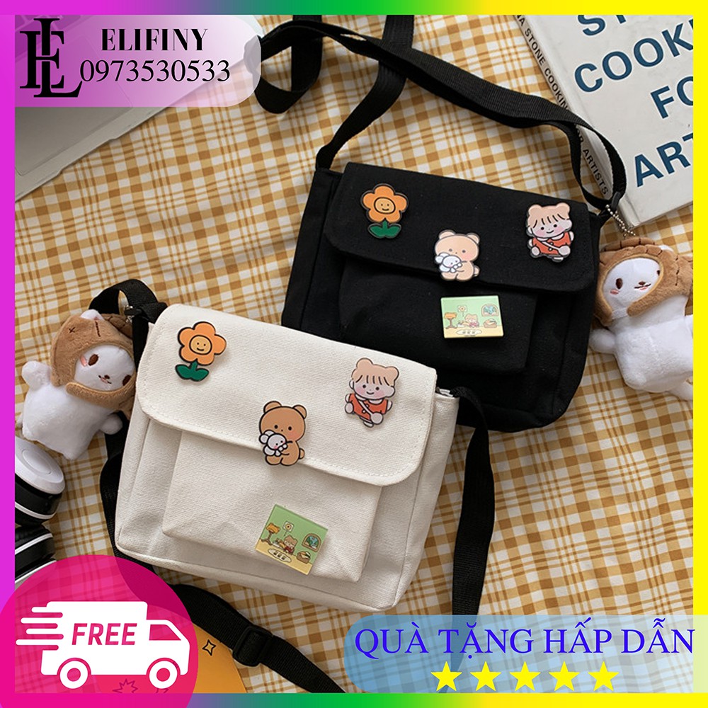 Túi Đeo Chéo Mini Vải Canvas Tiện Dụng Và Đáng Yêu Phong Cách Hàn Quốc Dành Cho Nữ