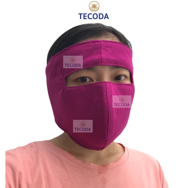 Khẩu trang ninja trùm kín mặt che tai 3 lớp cotton màu lót nỉ chống nắng chống gió bụi dán sau gáy dùng khi chạy xe