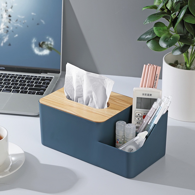 Hộp Đựng Khăn Giấy Bằng Tre Hai Ngăn Với Nắp Đậy Đa Năng